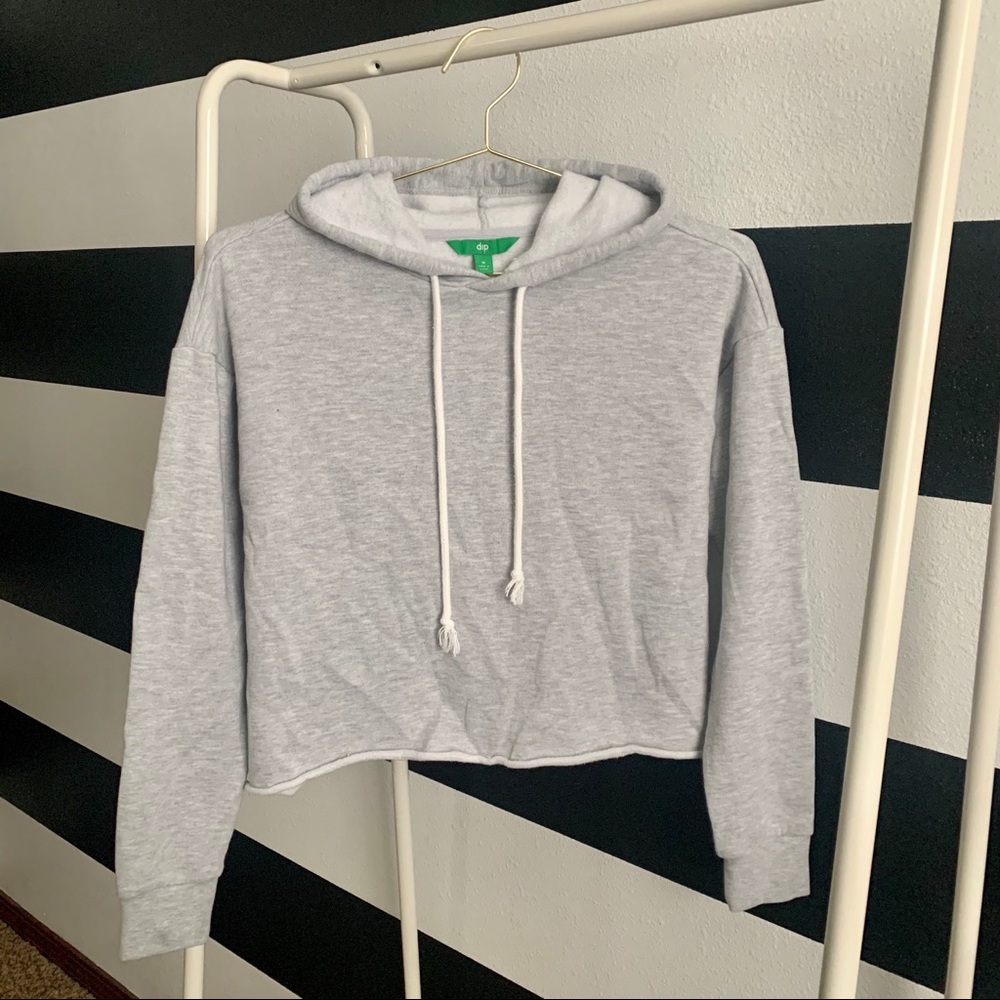 Dip Cropped Hoodie Heather Gray Size M